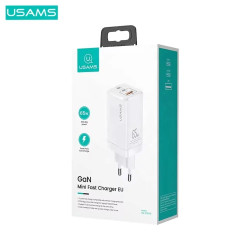 Chargeur Secteur Usams  65W (2x Type-C + USB QC3.0) Blanc - EMPLACEMENT: